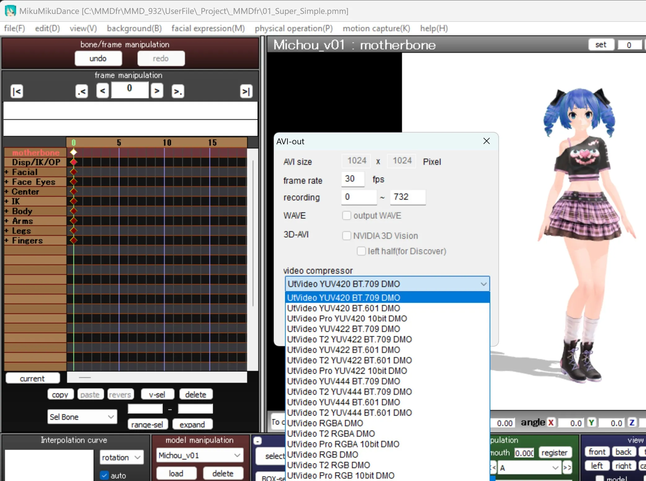 UtVideo in MikuMikuDance