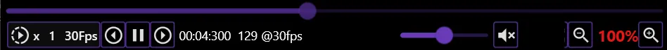 MikuVideo bottom toolbar — playback controls, zoom and sound